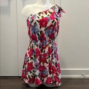 Forever 21 | Dresses | Forever 2 Floral Silk Oneshoulder Dress Size Small |  Poshmark